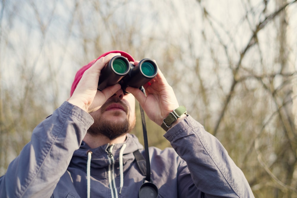 Man enjoying birdwatching in Wisconsin at places like Horicon Marsh