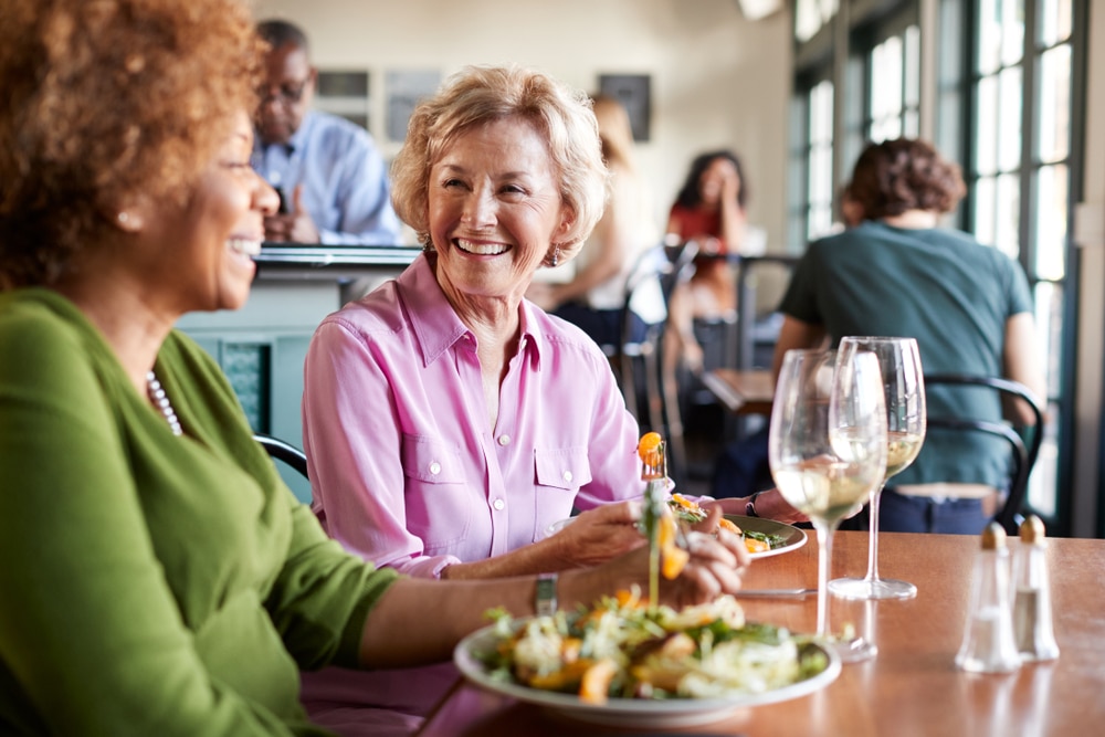 Two women enjoying a meal at one of the Staunton, VA restaurants near us