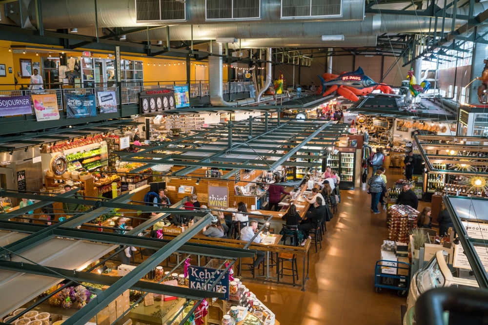Aerial view of the Milwaukee Public Market interior - one of the best things to do in Milwaukee