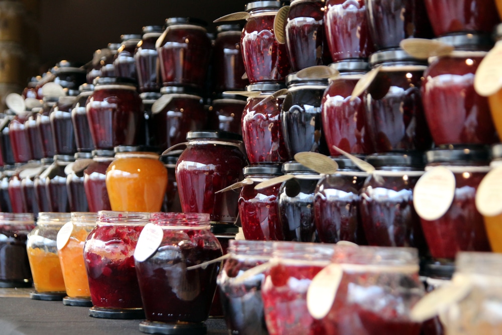 Artisanal jam on display in the Retreat Farm Market, one of the best things to do in Brattleboro.