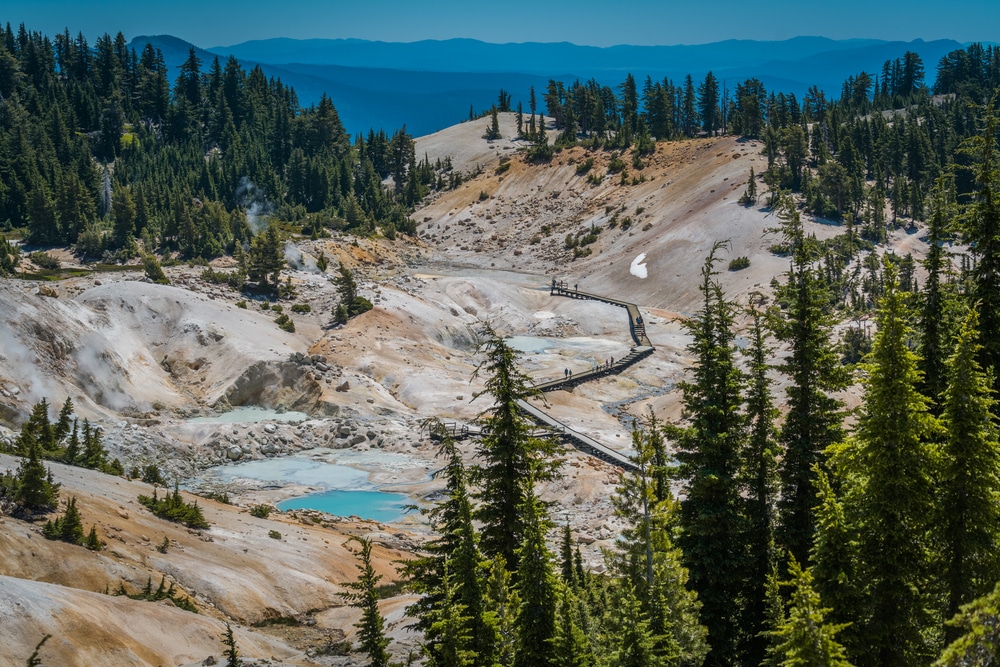 A view of the Bumpass Hell Trail in Lassen Volcanic National Park.