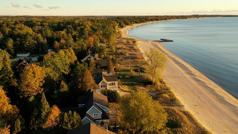 beachfront homes overlooking the bay - gorgeous view while you find the best places to stay in Door County, Wisconsin