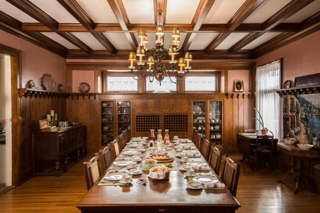 The table is set for breakfast service at Ringling House, the best lodging near Devil's Lake State Park.