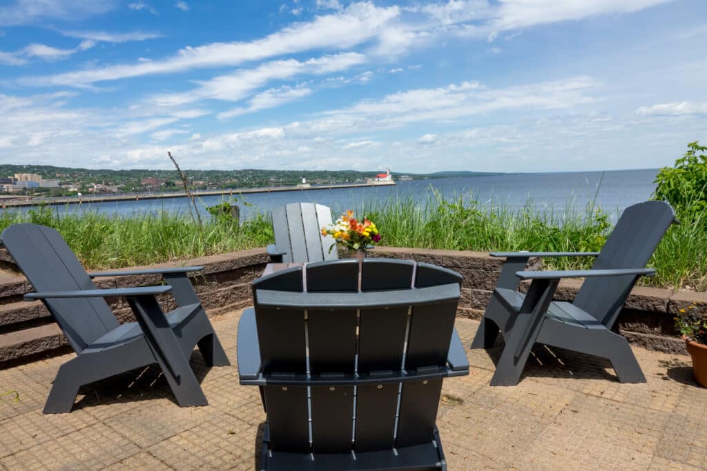 After kayaking on Lake Superior, relax on one of the patios at our waterfront Duluth Lodging. 