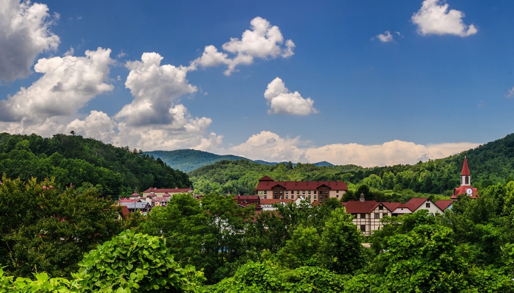 Bavarian style buildings in Helen, one of the best North Georgia mountain towns