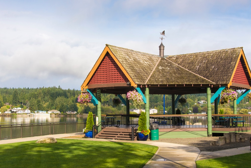 The gazebo in Muriel Iverson Williams Waterfront Park, one of the best thing to do in Poulsbo, WA.