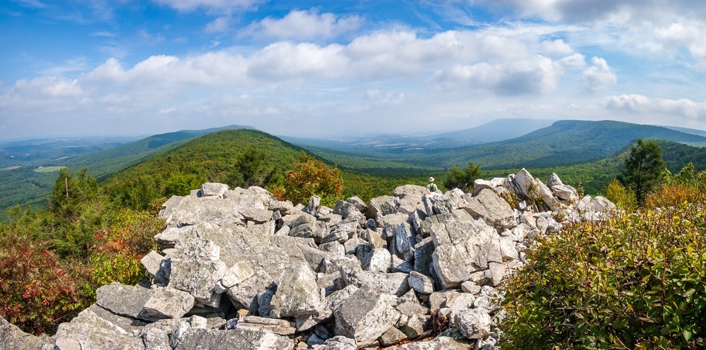 The Hawk Mountain Sanctuary, rocks, and beautiful vista.