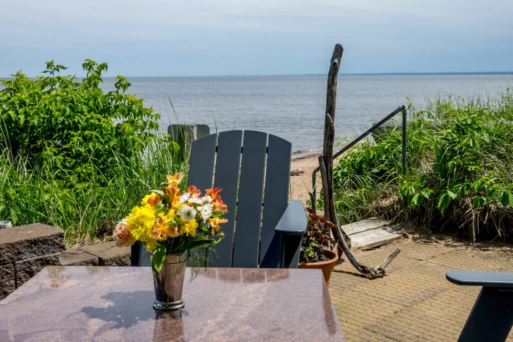 Our Bed and Breakfast in Duluth offers lovely places to sit along with lake on our decks and in our award-winning gardens.