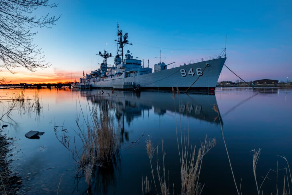 After going to the Bay City State Park, visit the floating museum, USS Edson, seen here.