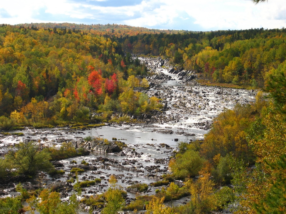 Jay Cooke State Park with beautiful Minnesota fall colors and dramatic rapids. 