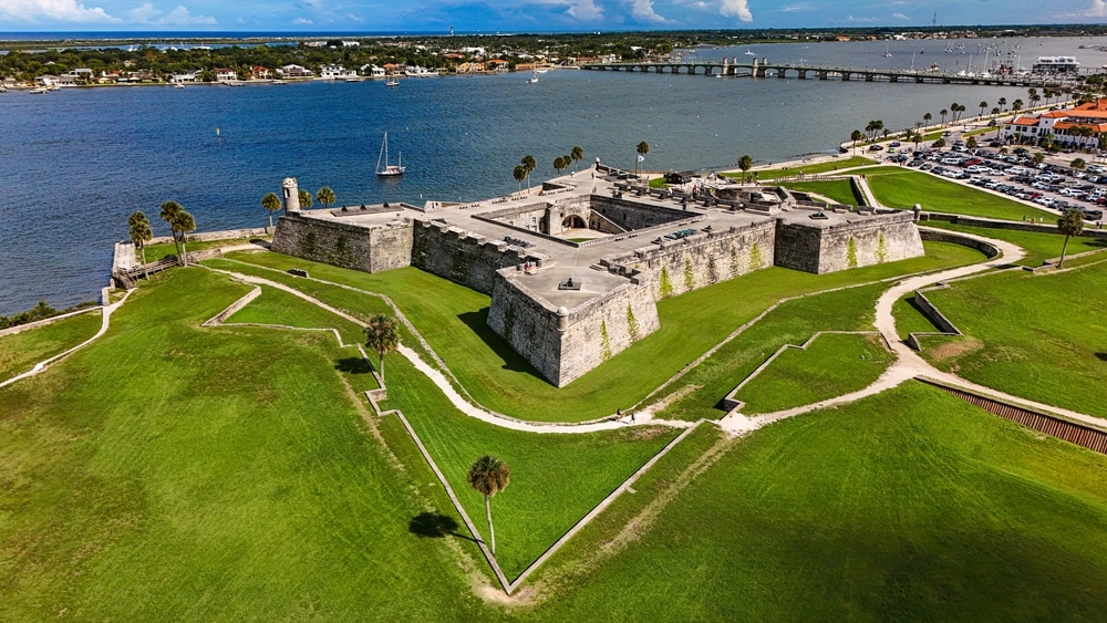 See the Castillo de Marcos National Monument in historic St. Augustine. Aerial view of the fort.