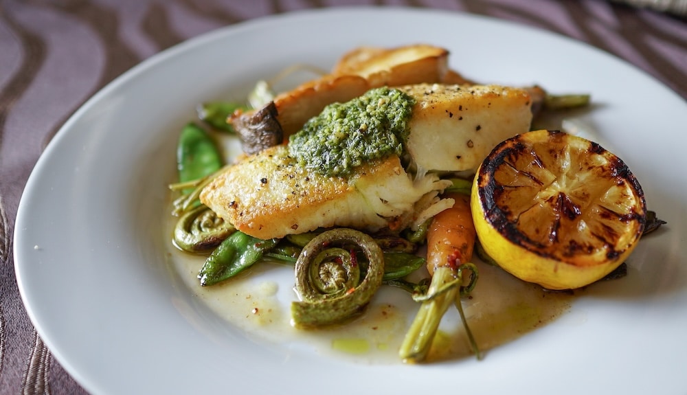 Fish dish at Coho, one of the best Friday Harbor restaurants for special occasions