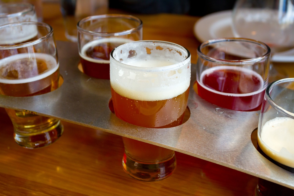 craft beer flight at Oregon breweries like Bandon Brewing Company