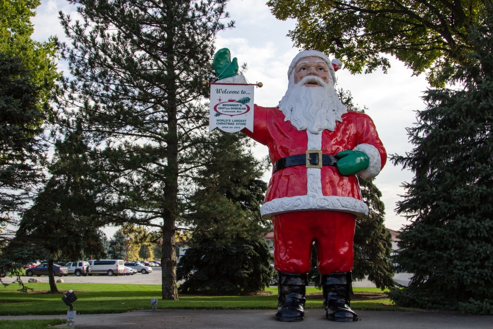 The 17 foot giant Santa Statue at Bronner's Christmas Wonderland in Frankenmuth.