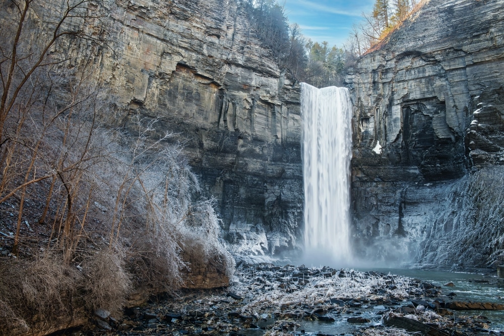 Take the trail to Taughannock Falls from the Cayuga Nature Center this winter to see the icy gorge.