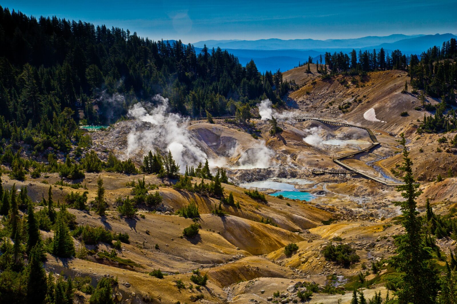 Summer is the best time to visit Lassen for access to geothemal sites, such as the Bumpass Hell area.