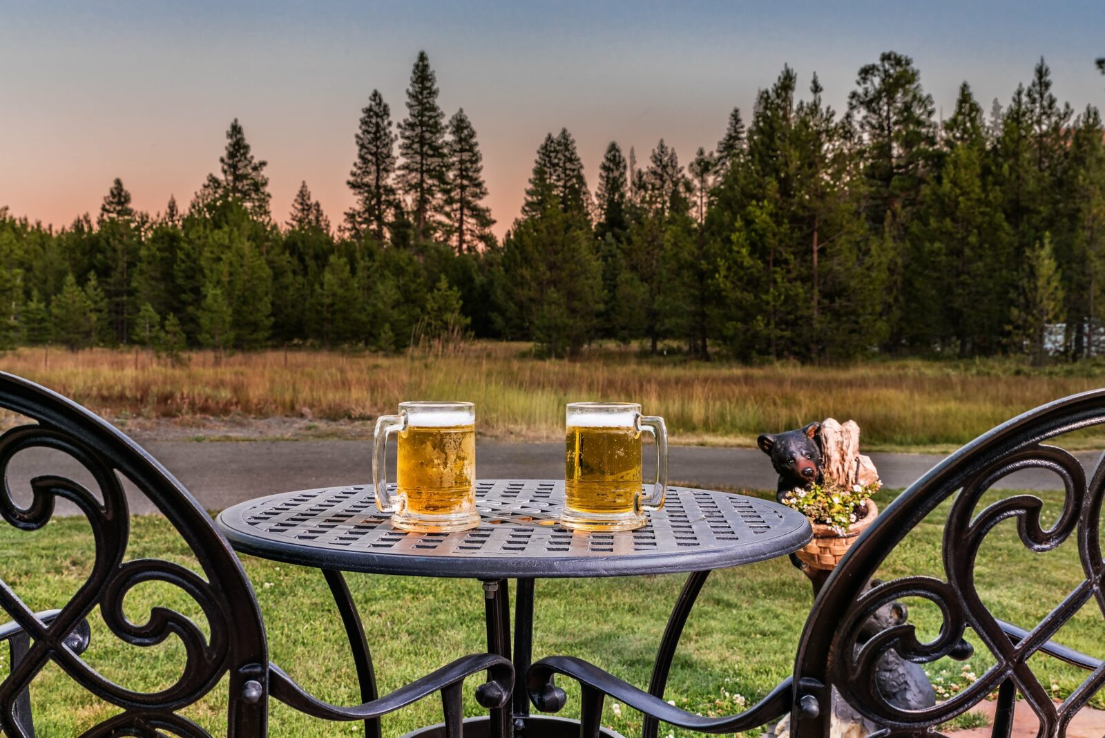 Enjoy a beer from our tavern in the patio seating area at our historic lodge near Lassen.