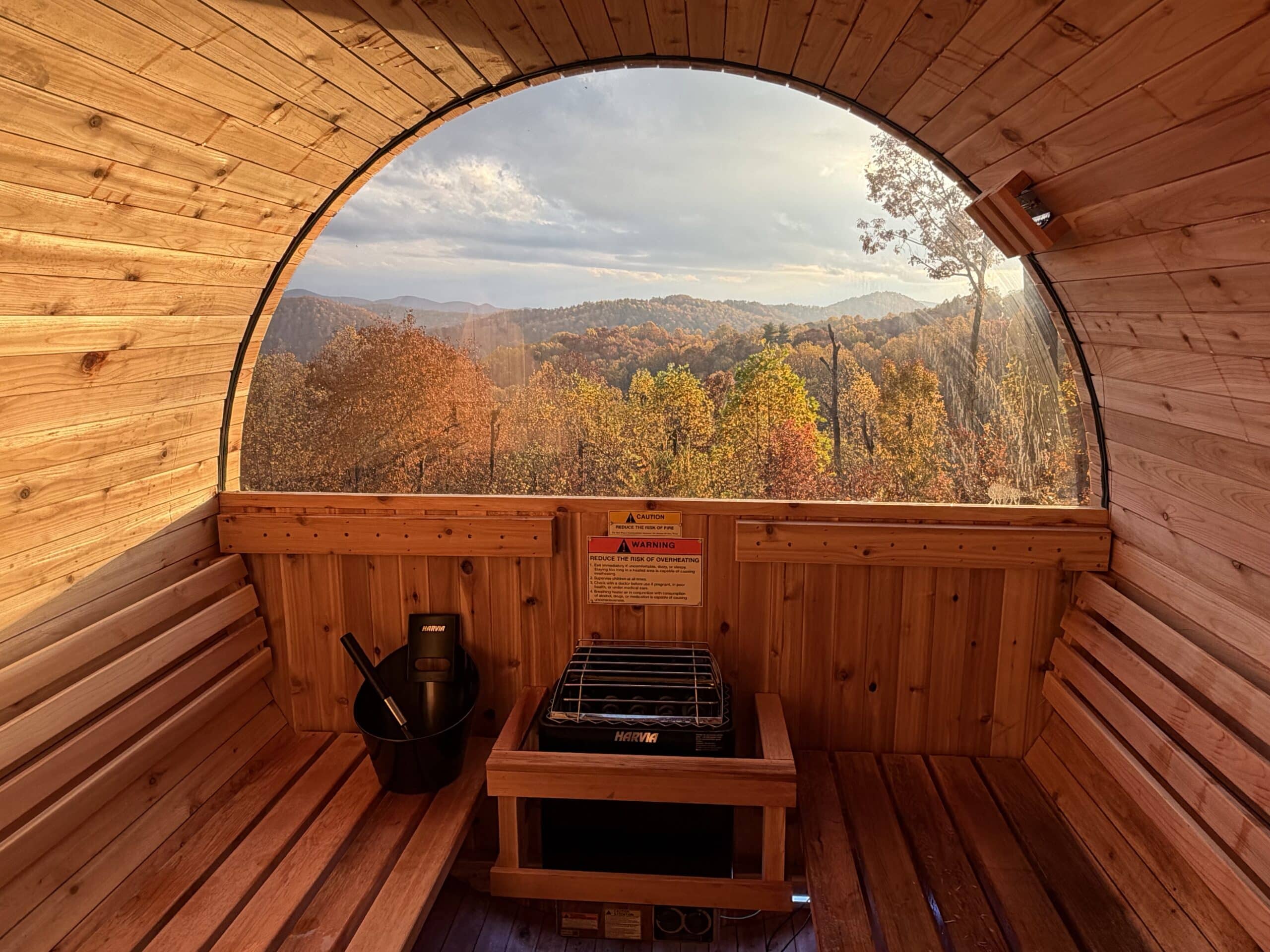 Stay at the most Romantic Getaway in NC and enjoy this view from our sauna, overlooking the Western North Carolina mountains.  