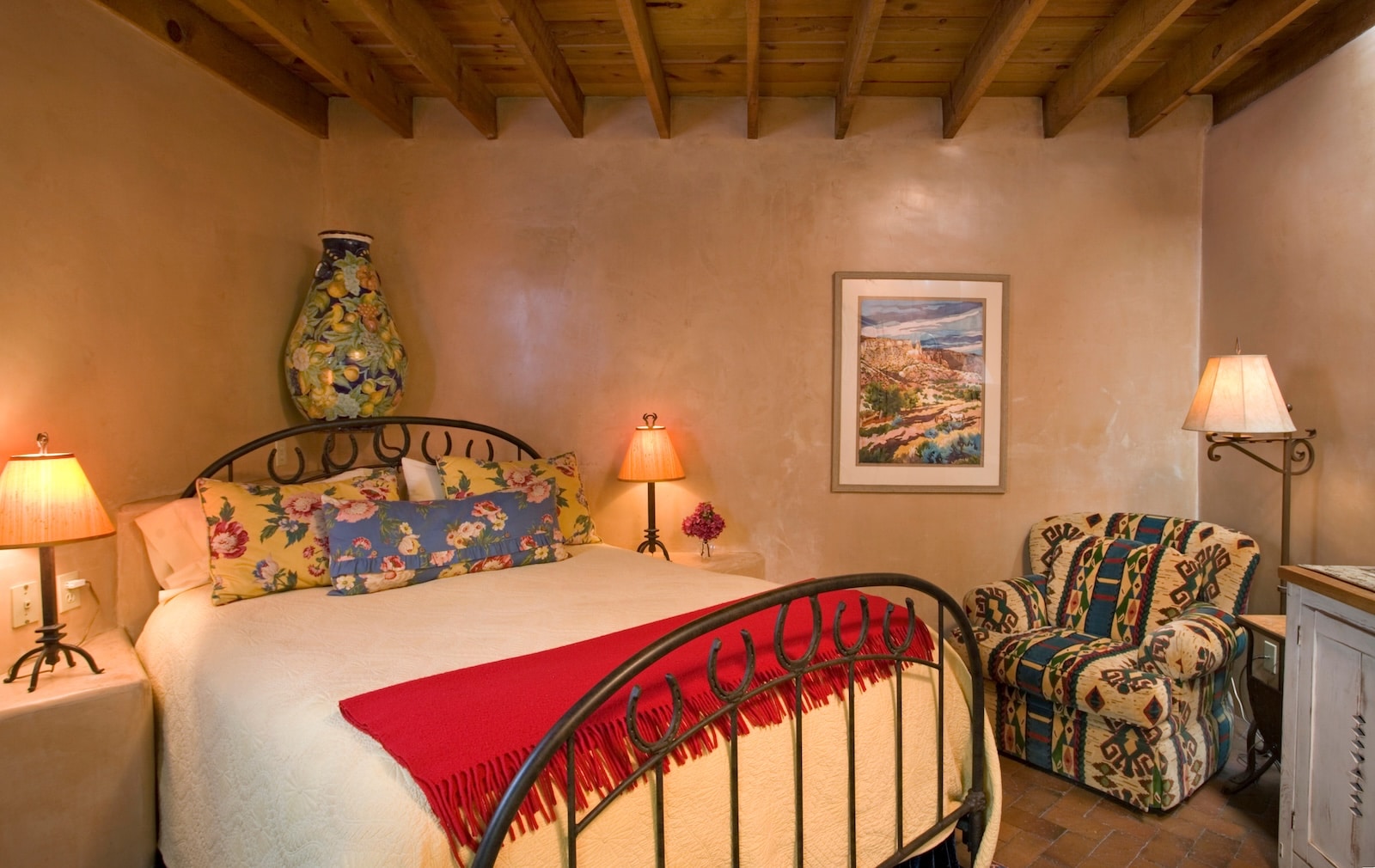 Enjoy a spacious guest suite like this at the best Boutique lodging in Santa Fe. 