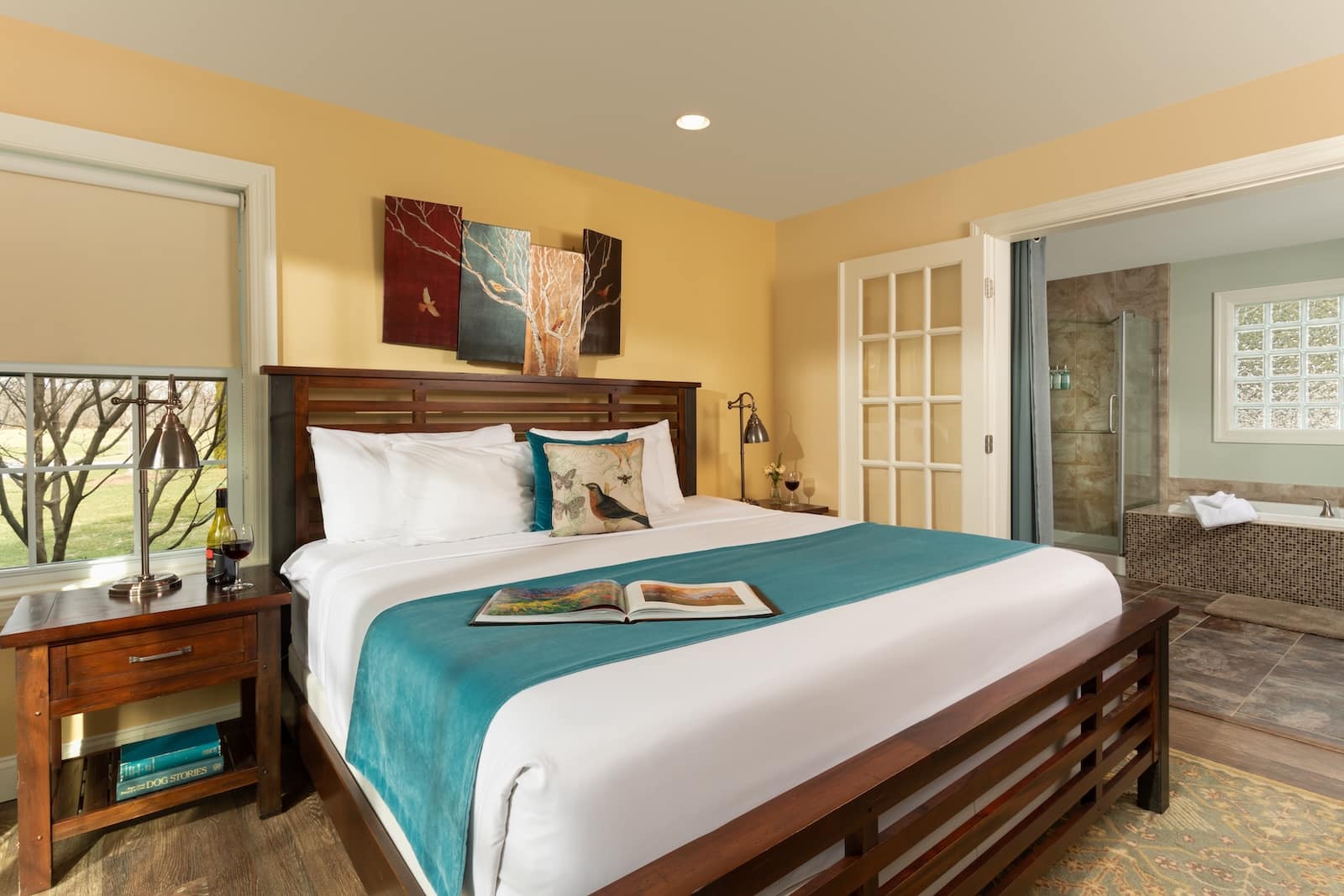 Stay at our Rock Hall Bed and Breakfast and enjoy a luxury cottage with a king sized bed and modern bathroom. 