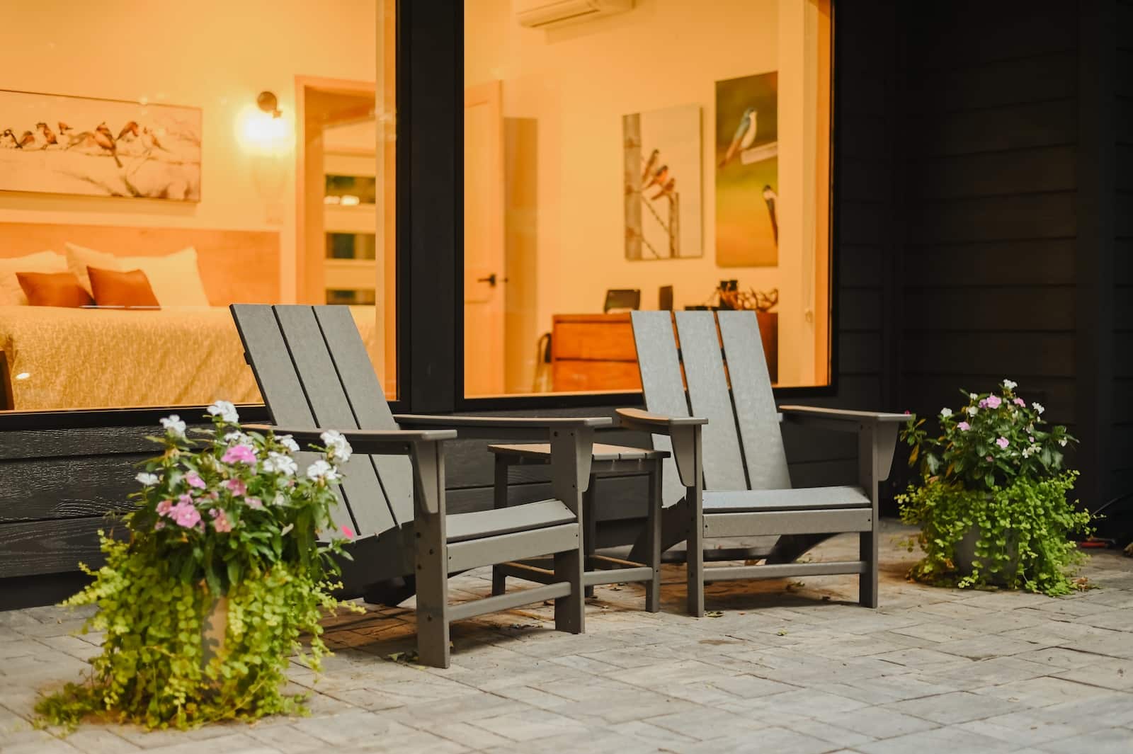 Two chairs outside the master bedroom at the leading Wisconsin cabin rentals