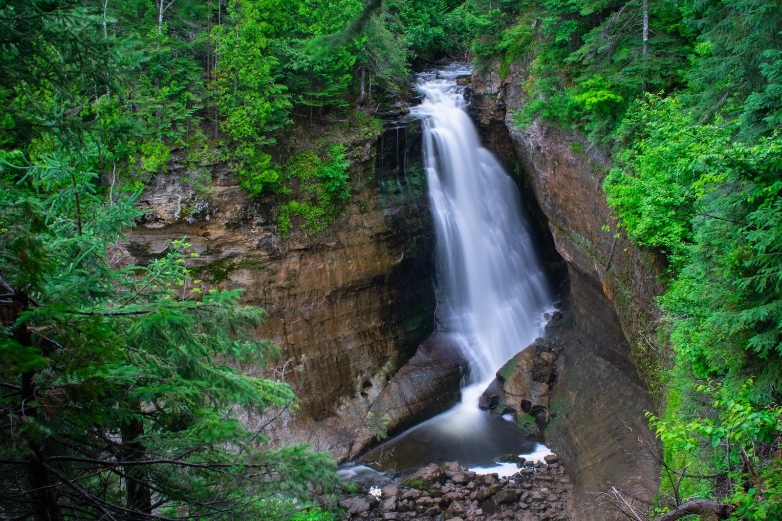 Majestic Miner's Falls, one of the best waterfalls in Michigan 