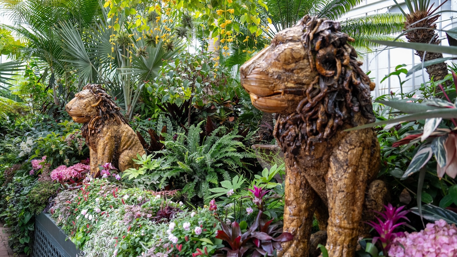 Among Biltmore tours, enjoy the Gardens and Grounds tour. Get close up views of the conservatory lush tropical plants and lion statues. 
