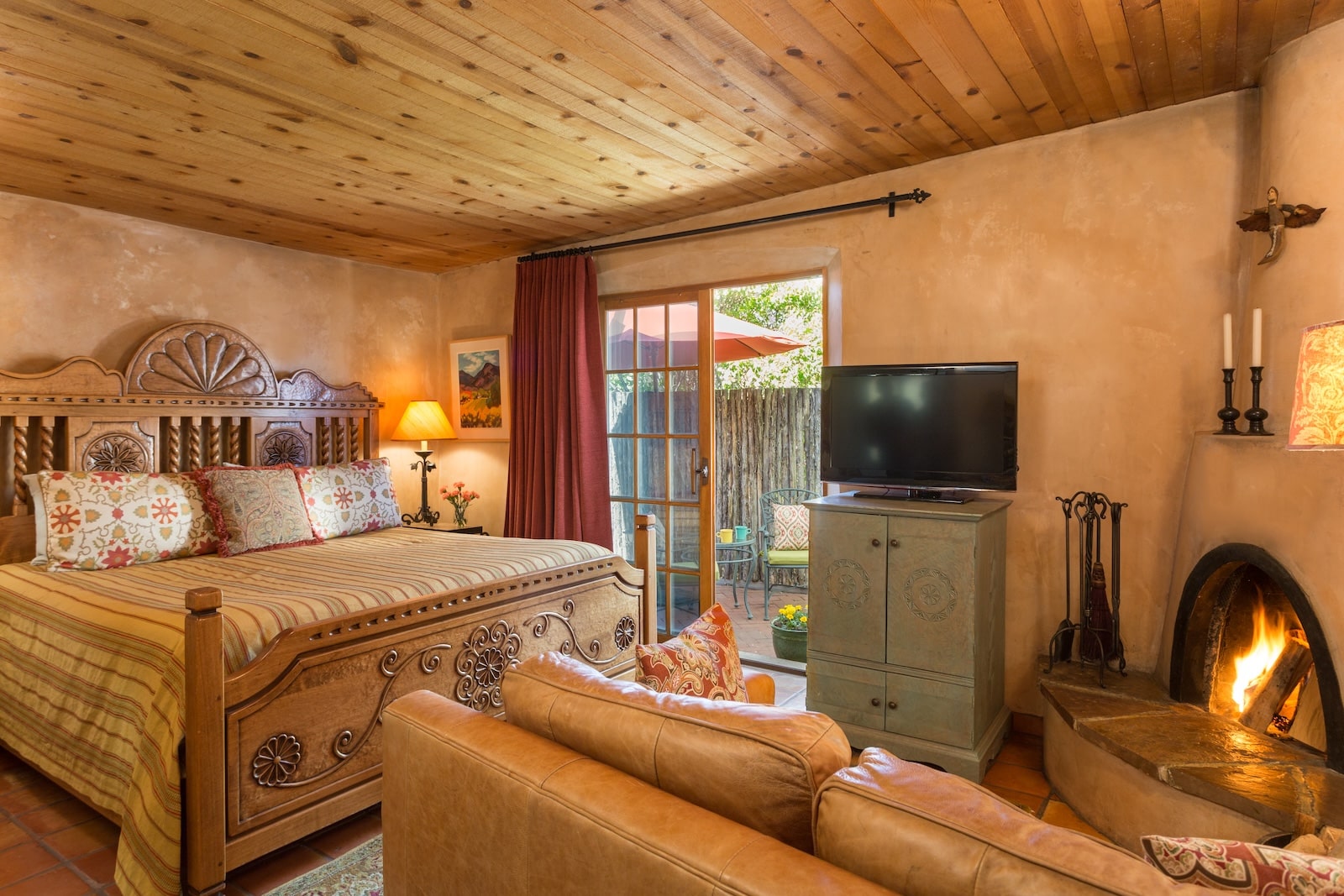 Stay at the best Santa Fe Bed and Breakfast and enjoy a king sized bed, a private patio, and a fireplace. 
