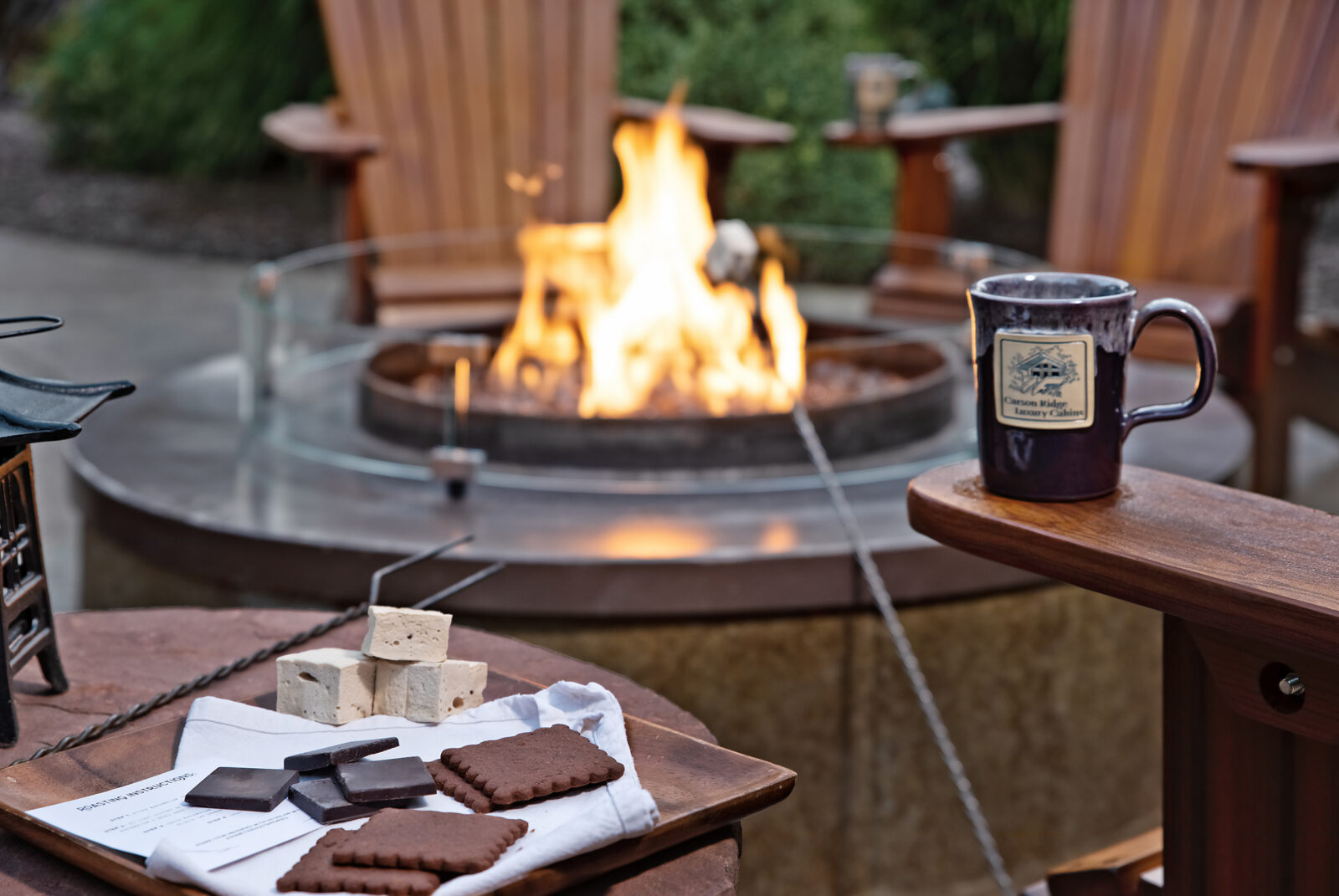 Fire pit and S'mores outside our Cabins in Washington State.