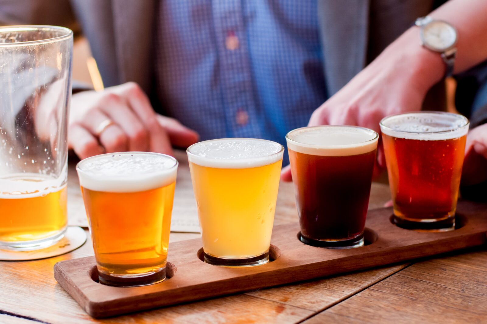Flight of beers at breweries in Duluth MN