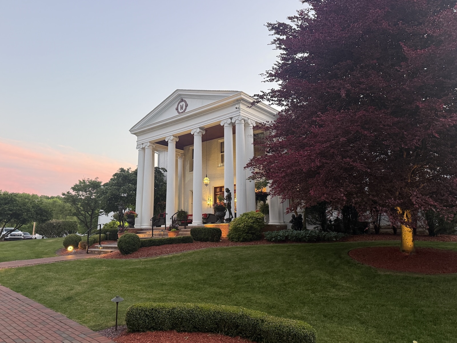 If you're looking for lodging for your couples getaway in PA, you'll love to stay at Tara. Photo of the stunning exterior columns