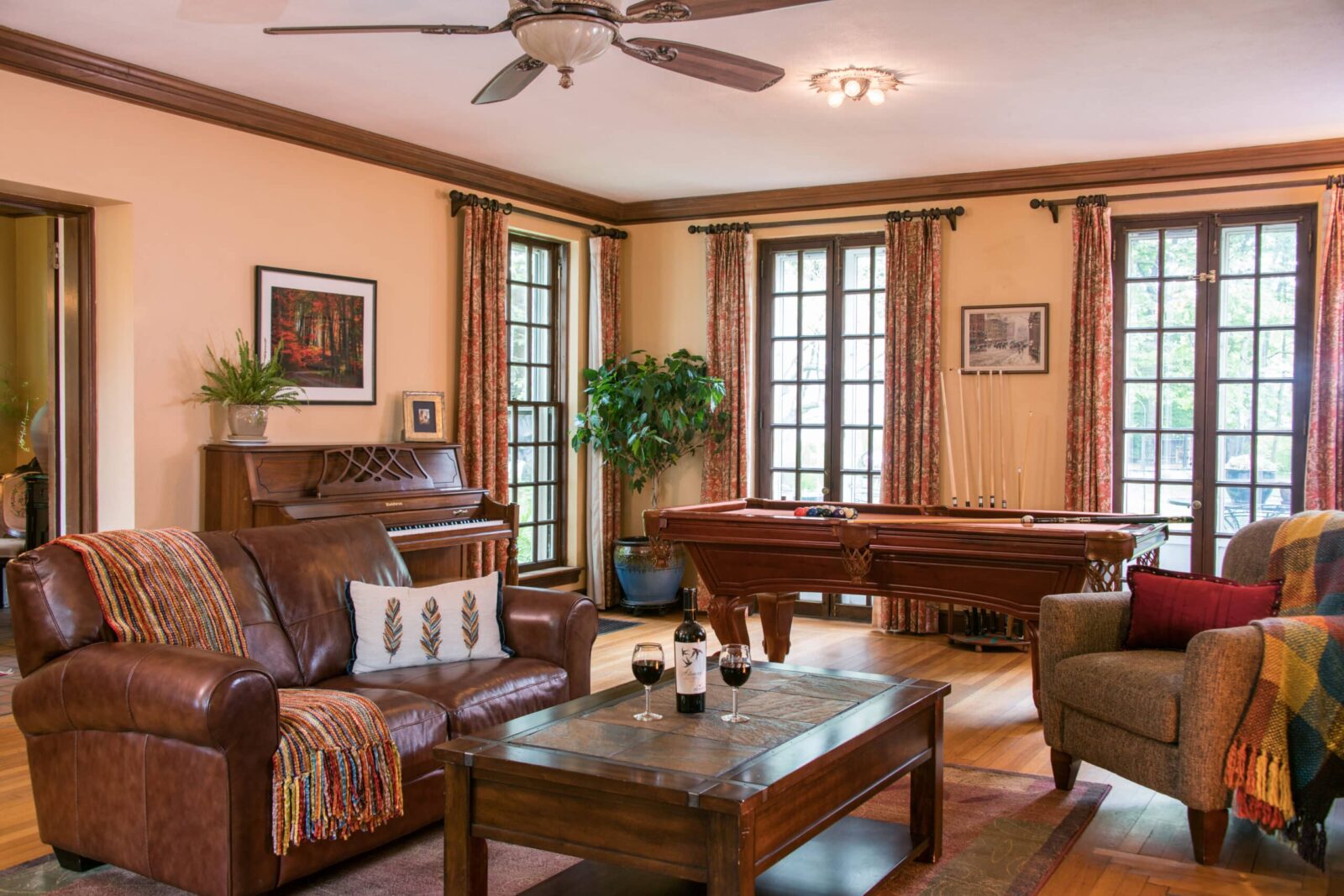 Our common area is the perfect place to enjoy a glass of wine and play a game of pool.