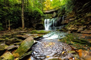 Elakala waterfall in Blackwater Falls fall foliage season