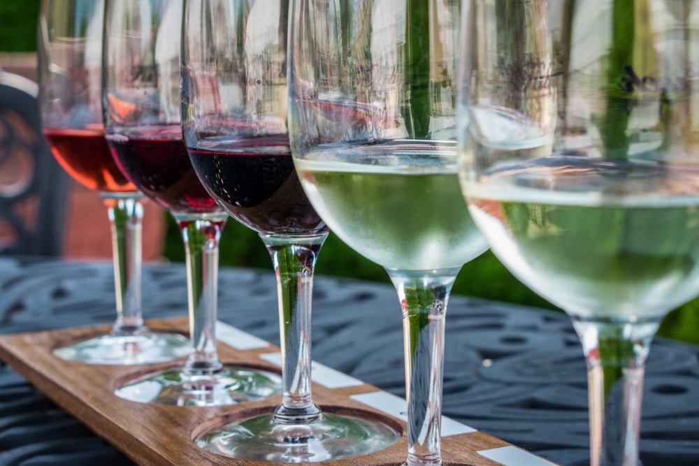 Close up of wine flight on the Berks County Wine Trail