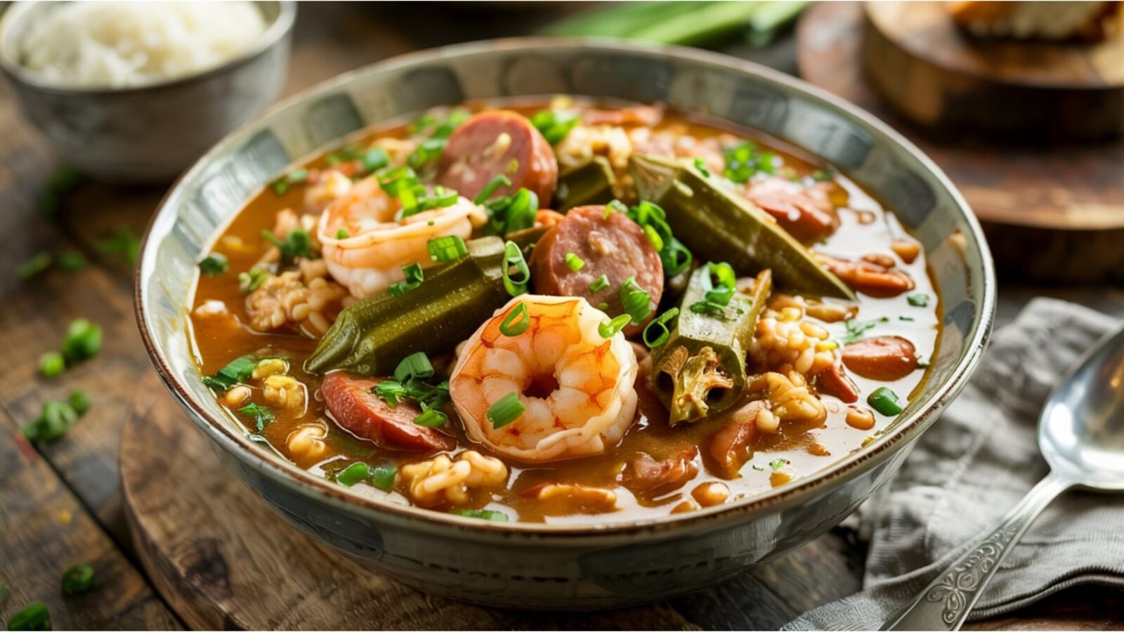 A steaming bowl of gumbo is one of the best dishes to try at Vicksburg restaurants.