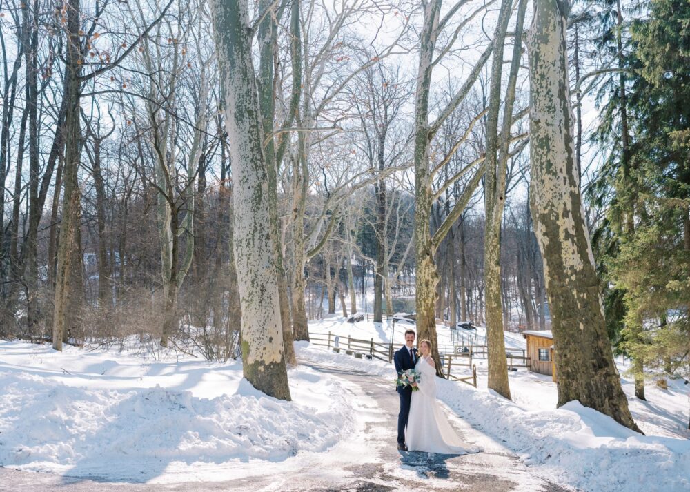 Winter wedding couple at our wedding venue in Wernersville PA