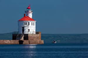 Wisconsin Point lighthouse in Superior WI on Lake Superior
