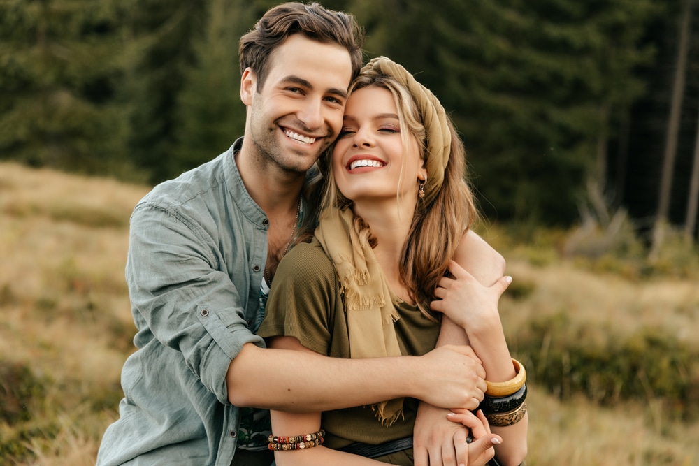 Young couple enjoying the best honeymoon in New Hampshire