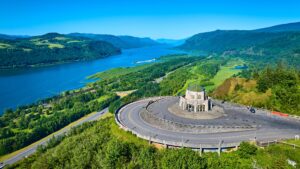 Aerial View of Vista House on the Historic Columbia River Highway