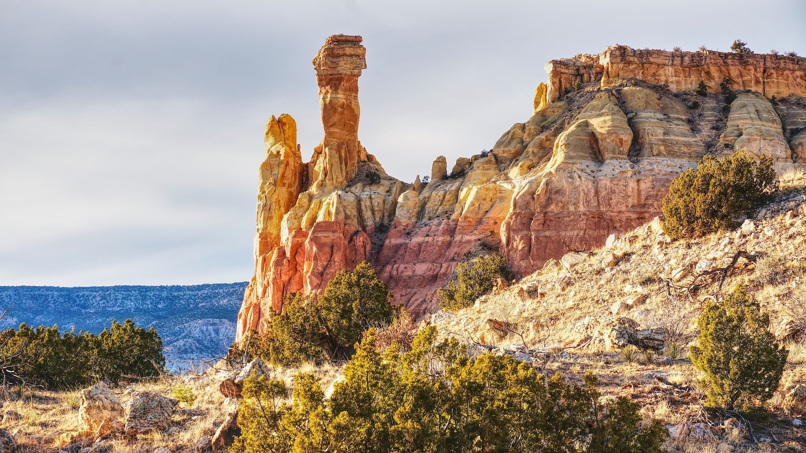 The famous Chimney Rock formation in New Mexico at Ghost Ranch.