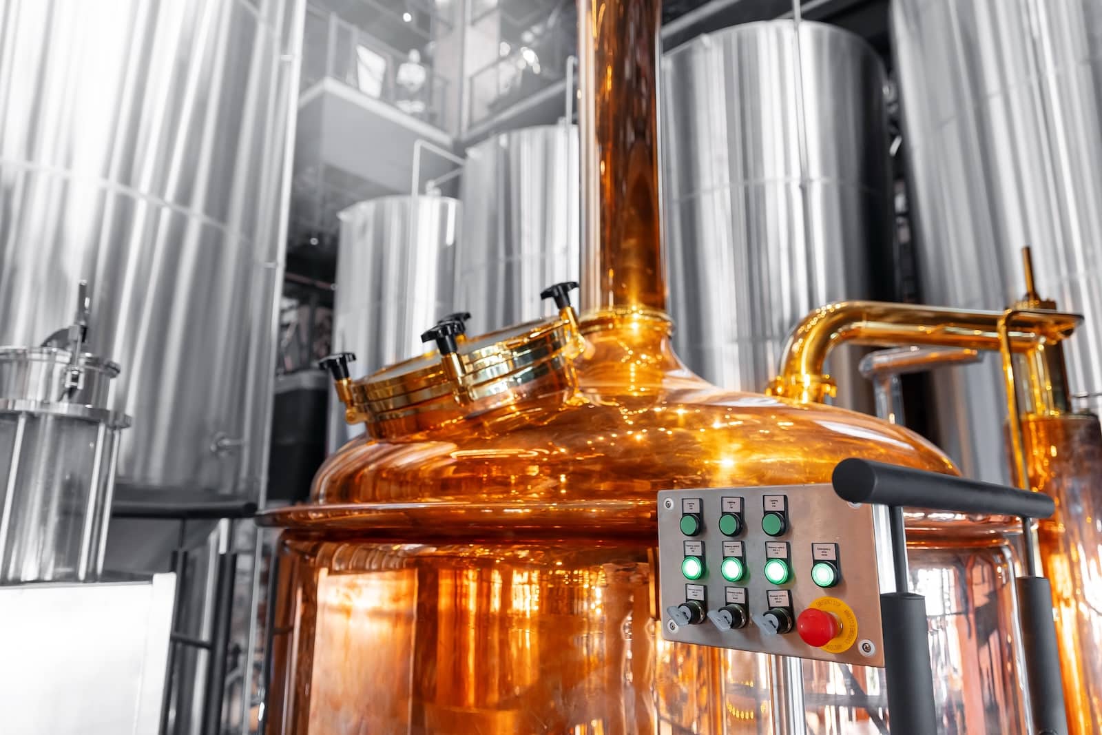 Craft distilling equipment at the Timekeeper Distillery in Wausau WI.