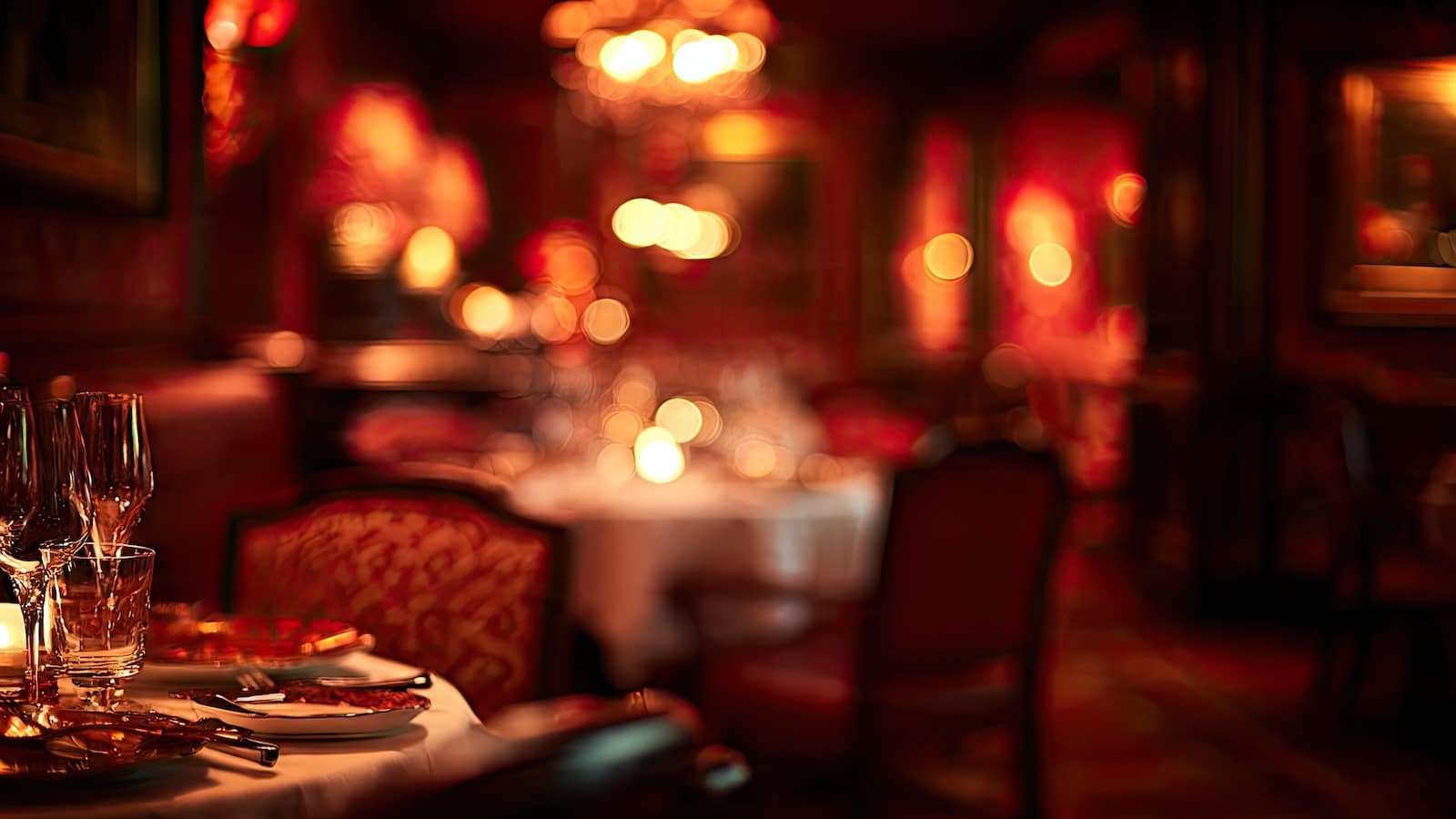 A dimly lit Wisconsin supper club set for dining. 