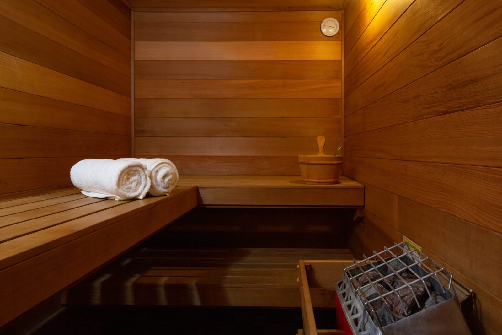 The redwod sauna is one of the best deep creek lake winter activities at our hotel
