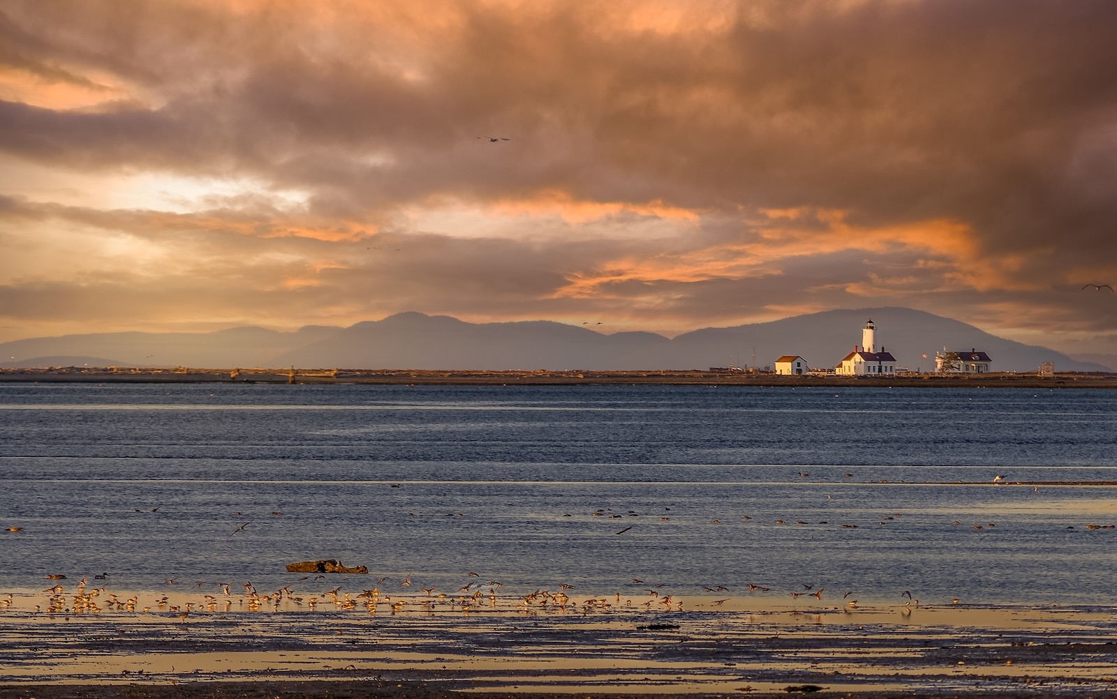 New Dungeness Lighthouse on the Dungeness Spit shot from the Dungeness Landing in Sequim, WA, perfect for anniversary getaway ideas.